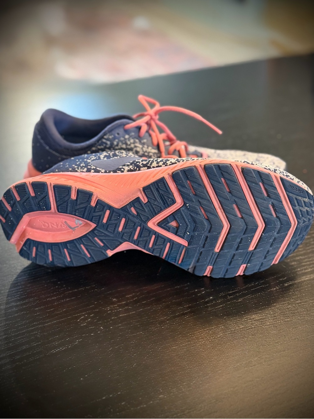 Brooks Running Shoes in Navy and Coral Pink - Picture 3 of 3